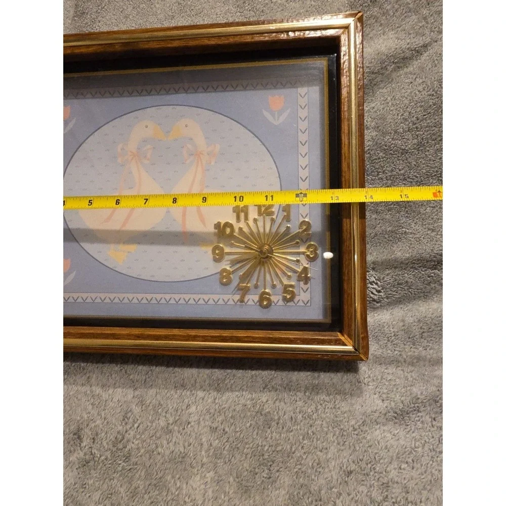 Dynasty Quartz Clock Wood Frame Country Blue Geese Vintage Wall‎ Clock Cottage